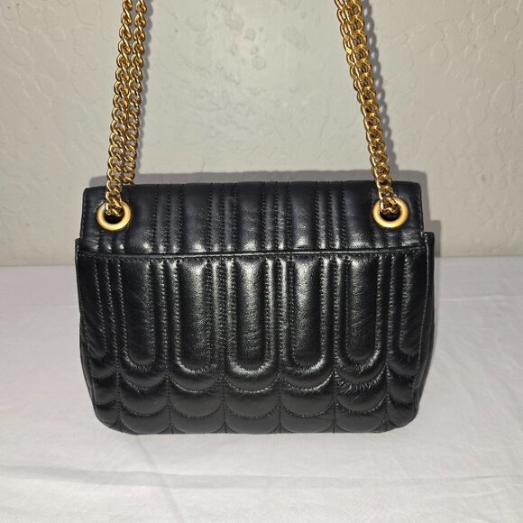 Michael Kors Vivianne Black Floral Quilted Leather Gold Chain Strap Shoulder Bag - Picture 4 of 12